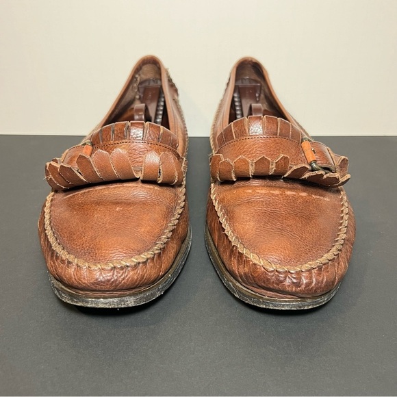 Mens BRAGANO by Cole Haan Made in Italy Brown Leather Tassel Loafers / Size 11.5
